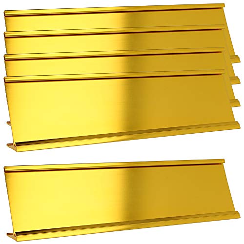 ExcelMark 2"x 8"Aluminum Name Plate Holder for Desk - Set of 5 - Office Business Door Sign Holder - Gold - color: Gold, size: 5 Name Plates