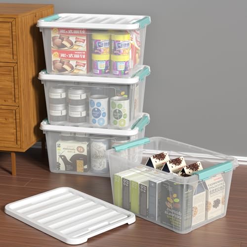 20 Quart Clear Storage Box, Plastic Latching Bins with Lids, 4 Pack - size: 20 Qt