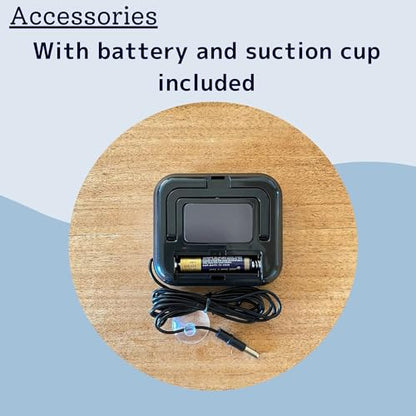 HATUSOKU Digital Thermometer with External Sensor, Magnet, Suction Cup, Water Thermometer, Aquarium, Refrigerator, Freezer (Black)