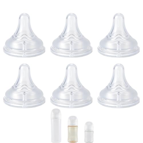 Replacement Nipples Compatible with Pigeon Baby Bottles, Soft Silicone Baby Bottle Nipples, Medium Flow Flow, 3M+, BPA Free, Dishwasher Safe, 6 Pack - size: M (3M+)
