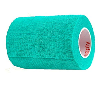 Vet Wrap Tape (Teal) (2 Pack) (3 Inch x 15 feet) Self Adhesive Adherent Adhering Cohesive Flex Self Stick Bandage Grip Roll Dog Cat Pet Horse - color: Teal, size: 2 Rolls
