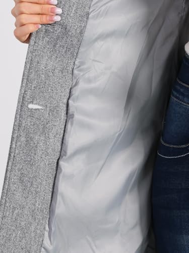 Allegra K Women's Winter Overcoat Peter Pan Collar Single Breasted Pea Coat - color: Gray, size: Small