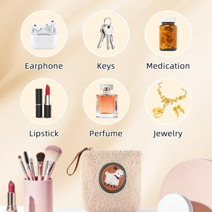 PLwelth Cute Sheep Coin Purse Adorable Plush Small Zipper Change Pouch with Keyring Kawaii Cartoon Animal Travel Wallet for Women Funny Mini Storage Bag for Coins Cards Keys Lipsticks Cosmetic Bags