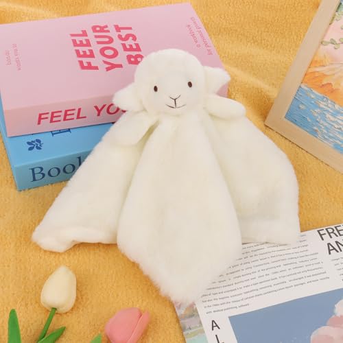 Apricot Lamb Plush White Lamb Sheep Stuffed Animals Security Blanket 14''