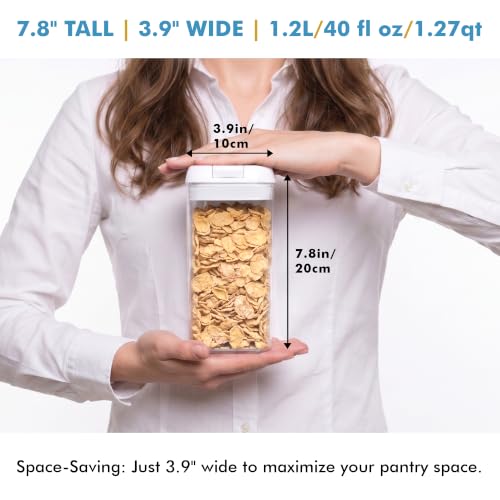 Shazo 6 PC 1.2L Clear Plastic Airtight Pantry Storage Containers with Lids - color: Matte White