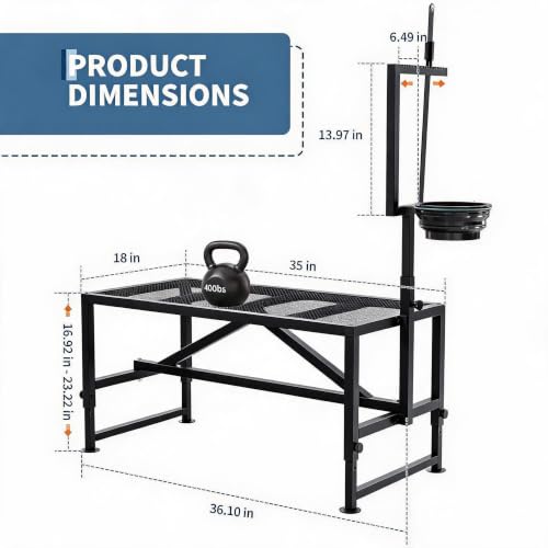 400LBS Goat Milking Stand with Feed Bin, 35" Adjustable Grooming Table - color: Black, size: 35 inch