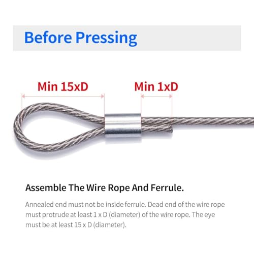 1/16 Aluminum Ferrules, Crimping Loop Sleeves 200PCS, Wire Rope Crimps | Aluminum Wire Crimp Sleeves For Cable And Picture Hanging Wire. Ferrule Design For Wire Rope Crimping And Cable Connections. - size: 1/16" (200PCS)