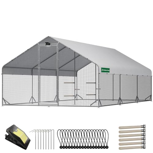 CHIKENCOOP 19.5x9.8x6.5ft Metal Chicken Coop, 3-Room Run, Hardware Cloth - size: 234.0"L x 118.0"W x 78.0"H