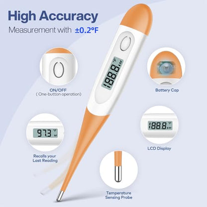 Boncare Digital Thermometer for Adults, Kids & Babies, Orange - color: Orange