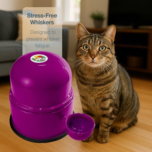 Pet Water Dispenser for Dogs and Cats, 47.3 oz – Gravity-Fed Aluminum Water Bowl, Prevents Wet Fur, Provides Continuous Fresh Water, Electrostatic Coated Finish, Vida Mansa (Violet) - color: Violet