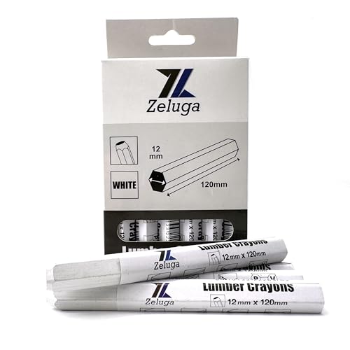 Zeluga 4.7in. x 0.47in. Hex Shape Industrial Lumber Marking Crayons for Clear and Permanent Markings, White 12 Pack - color: White, size: 1 Count (Pack of 12)
