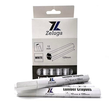 Zeluga 4.7in. x 0.47in. Hex Shape Industrial Lumber Marking Crayons for Clear and Permanent Markings, White 12 Pack - color: White, size: 1 Count (Pack of 12)