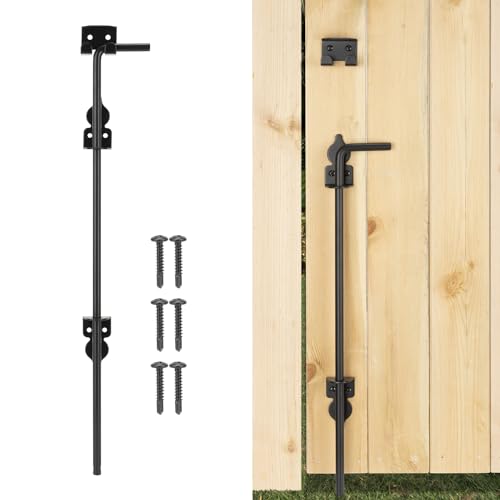 18" Cane Bolt Heavy-Duty Drop Rod for Gate, Gate Ground Latch for Wooden Fences Metal Gates Doors, Metal Gates Doors Stopper for Gate Ground, Wrought Iron Gate Latches, Black Finish(1 Pack) - color: 1 Pack, size: 18" Black