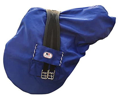Majestic Ally Nylon Waterproof Fleece Lined Ride On English Saddle Cover-Multiple Color (Royal Blue) - color: Royal Blue