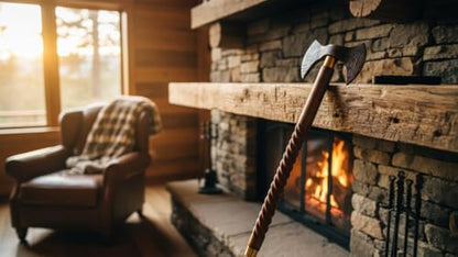 Handmade Solid Brass Head Handle Vintage Style Antique Wooden Walking Stick Cane Gift (3 Fold Wooden Walking Cane) - style: Double axe walking handle stick