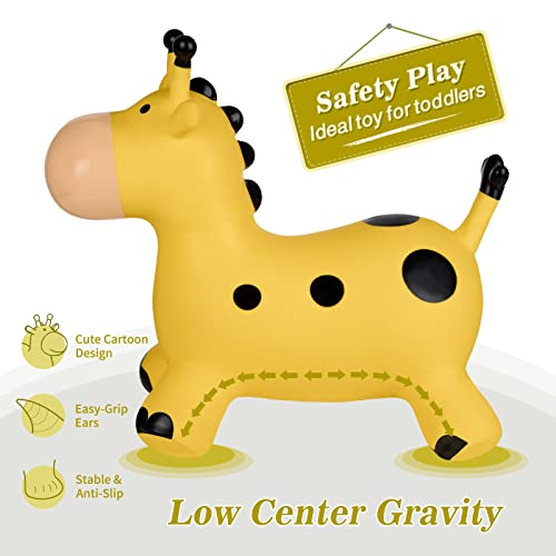 INPANY Bouncy Giraffe Hopper for Toddlers, Gifts Toy for Kid, Pump Included | Eco-Friendly PVC, Low Center Gravity, Cute Cartoon Design, Load 100 Lbs, Learn & Exercise & Active Fun, Gifts for 1-3 Kids - color: Giraffe