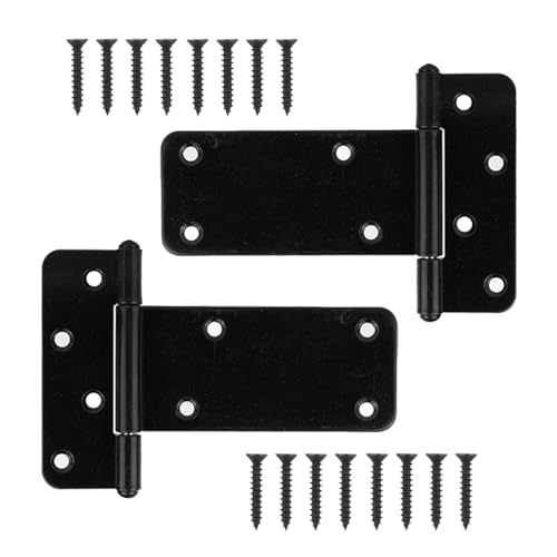 2 Pack 5” Heavy Duty Gate Hinges,260 Lbs Capacity Black Door Hinges | T Gate Hinges, Wrought Hardware for Wooden Fences, Barn Door, Screws Included (5 inches - 2 Pack) -Patent Pending - size: 5 inches - 2 Pack