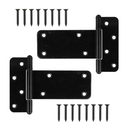2 Pack 5” Heavy Duty Gate Hinges,260 Lbs Capacity Black Door Hinges | T Gate Hinges, Wrought Hardware for Wooden Fences, Barn Door, Screws Included (5 inches - 2 Pack) -Patent Pending - size: 5 inches - 2 Pack