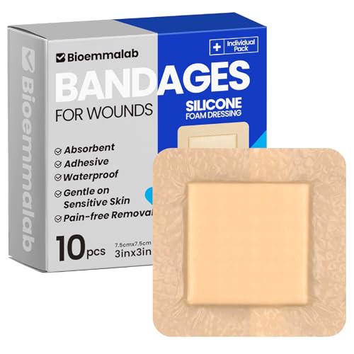Large Waterproof Bandages 3x3 Silicone Foam Dressing Sensitive Skin, 10 PCS - style: 3"X3"(10PCS)