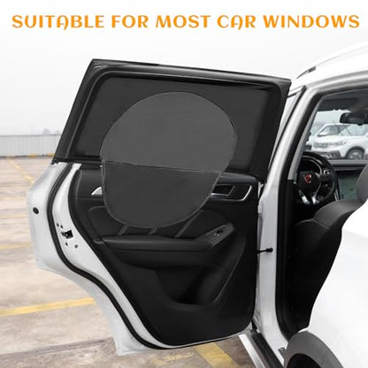 2 PCS Car Window Shades, Breathable Auto Rear Side Window Cover Mesh Sun Screen with Zipper, Universal Stretchy Vehicle Side Windows Sun Shades for Privacy Protection - color: Rear Window