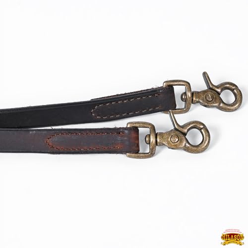 HILASON Western Genuine Leather Horse Split Reins | Riding-Reins Reining-Reins Heavy-Duty-Rein - color: Dark Brown 1, size: 5/8in X 7ft