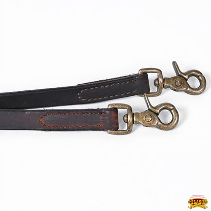 HILASON Western Genuine Leather Horse Split Reins | Riding-Reins Reining-Reins Heavy-Duty-Rein - color: Dark Brown 1, size: 5/8in X 7ft