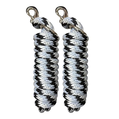 Majestic Ally Polypropylene Lead Rope with Removable Nickel Bolt Snap, 5/8 x 10 ft, for Horses and Livestock, 2 Pack (Black -Gray-Silver) - color: Black -Gray-Silver
