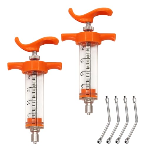 2 Pieces Goat Syringe, 20ML,Adjustable Dosage,Reusable