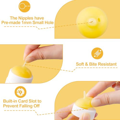 Kitten Nursing Nipple with Syringe, Wide Mouth Angled Puppy Feeding Bottles, with Ventilation Valve Resistant Tearing for Puppies, Kittens, Rabbit, Small Wildlife (S Nipple,Yellow) - color: Yellow, size: Model 1