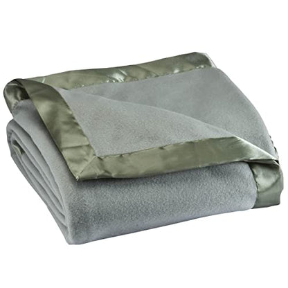 OakRidge Fleece Blanket with Luxurious Satin Binding Edges, Lightweight - color: Sage, size: Twin
