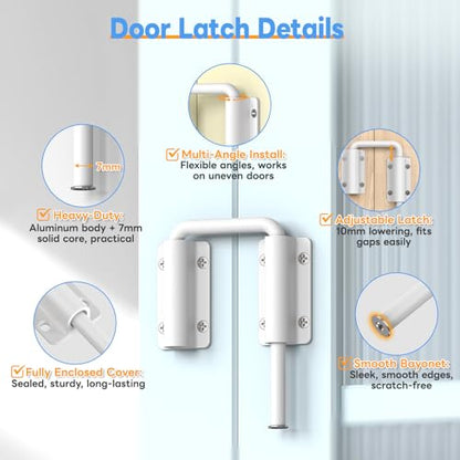 Sliding Door Loop Lock Latch, 2-3/8 Inch Barn Door Lock White 1PC - color: White-1 Pc