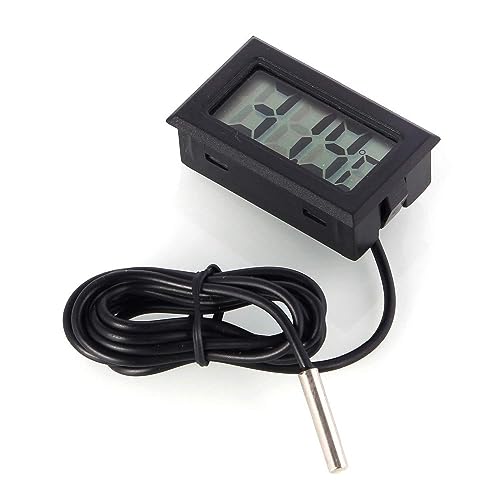 ACEIRMC Black Digital LCD Thermometer Temperature Monitor with External Probe for Fridge Freezer Refrigerator Aquarium -Fahrenheit (10pcs) - color: 10pcs