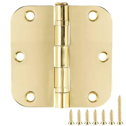 TDCHINGES Rounded Door Hinges Polished Brass 3.5 Inch 5/8" Lasting Mute - color: Polished Brass-Rounded, size: 18 Pack-Ball Bearing-lasting no squeak