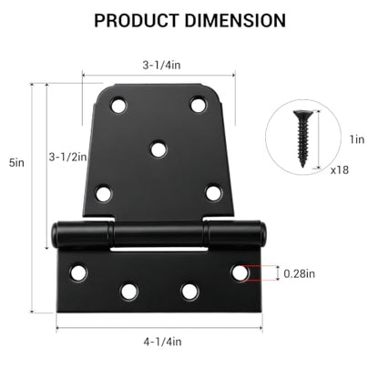 HOME MASTER HARDWARE 3-1/2" Heavy Duty Gate Hinges, 2 Pack T Hinge, Black - color: 2 Pack - Black