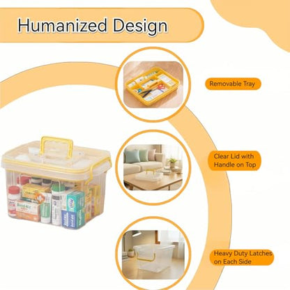 Pulseplay Clear Medicine Storage Box with Handle Yellow - color: Yellow