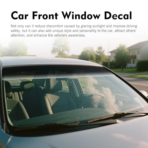 Car Windshield Tint Strip, 7.87" x 59" Gradient Black Windshield Banner Sticker, Anti-Glare Sunproof Exterior Windscreen Protective Film, Cuttable to Fit Most Vehicles (Black #D) - color: Black #D