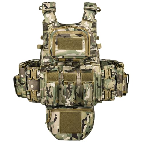 YAKEDA Tactical Training Vest with PALS System - Multi-Pocket Adjustable Straps Quick-Release Buckle for Hunting - color: Camou2.0