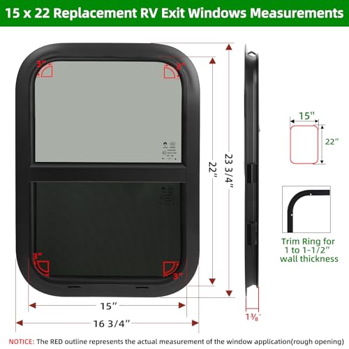 15"W x 22"H RV Windows for Cargo Trailer Camper,Tinted Vertical Sliding - size: 15"W x 22"H
