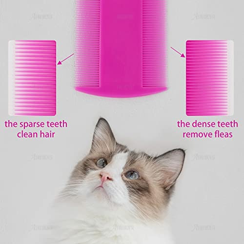 AUEAR, 12 Pack Pet Flea Lice Combs Double Sided Fine Tooth Dogs Cats Grooming Remove Float Hair Tear Marks Tick Removal Tool (6 Colors) - color: 6 Colors