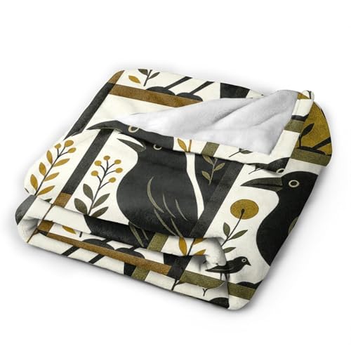 Gothic Crow Blanket Crows Theme Throw Blanket Raven Skull Soft Cozy Fleece Fuzzy Plush Flannel Blankets Gifts for Women Girls Men Adults Kids 50"X40" - color: Crow, size: 50"x40"