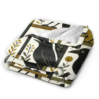 Gothic Crow Blanket Crows Theme Throw Blanket Raven Skull Soft Cozy Fleece Fuzzy Plush Flannel Blankets Gifts for Women Girls Men Adults Kids 80"X60" - color: Crow, size: 80"x60"