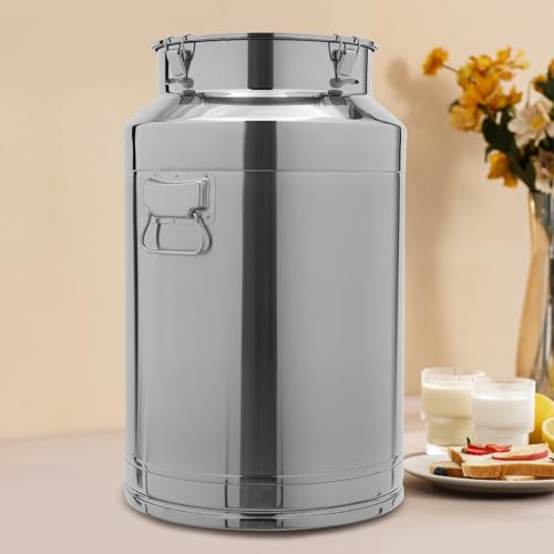 20.08Gal Stainless Steel Milk Can Milk Jug with Lid Sealed Wine Pail Bucket Heavy Duty Transport Barrel Liquid Storage Container for Home, Farm (76L/20.08Gal 304 SS) - size: 76L/20.08Gal 304 SS