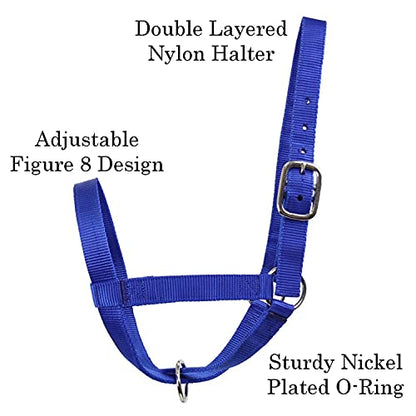 Derby Originals Adjustable Nylon Livestock Cattle Halters - color: Royal Blue, size: Medium (500-800lbs)