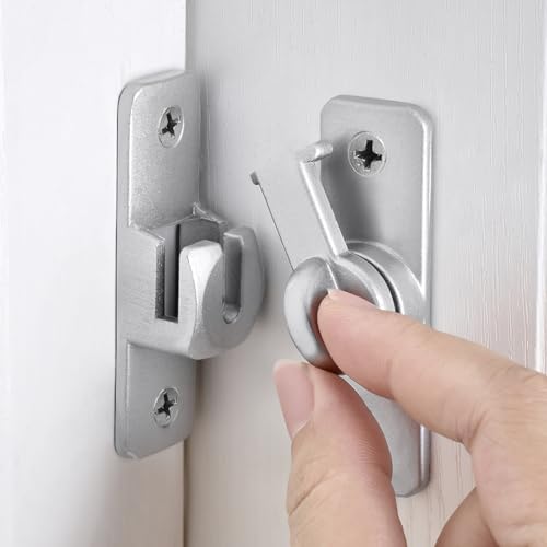 Silver Aluminum Alloy Gate Lock,90/180 Degree Barn Door Latch - color: Silver