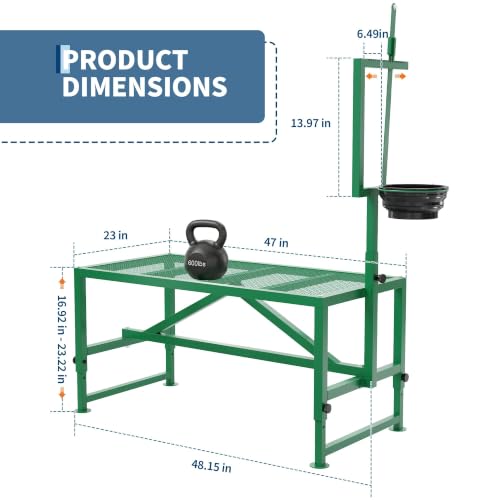 Garvee 600LBS Goat Stand with Feed Bin and Headpiece–Milking Shearing Stand - color: Green-47 Inch