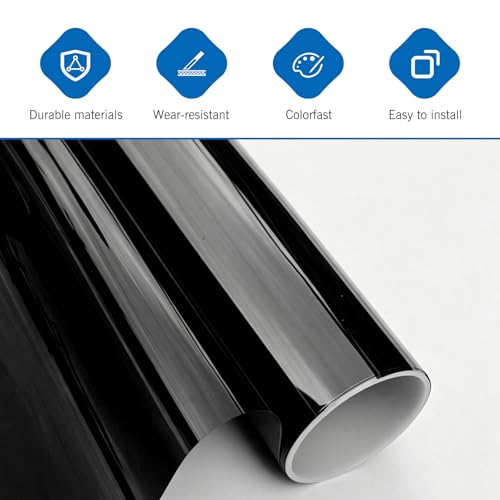 Car Windshield Tint Strip, 7.87" x 59" Glossy Black Windshield Banner Sticker, Anti-Glare Sunproof Exterior Windscreen Protective Film, Cuttable to Fit Most Vehicles (Black #C) - color: Black #C