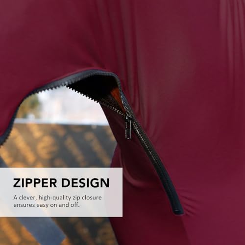 Harrison Howard Stretch Hood No Eye/Ear Covers Head, Shoulders, Mane, Chest, Withers Perfect for Show/Event Preparation-Burgundy M - color: Burgundy, size: Cob (Medium)