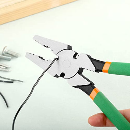 10 Inches Fencing Pliers With Wire Cutters - Heavy-Duty Multi-Purpose Flat Nose Fence Tool for Installing, Maintaining, and Repairing Wire Fences - style: 10" Fencing Pliers(Green)