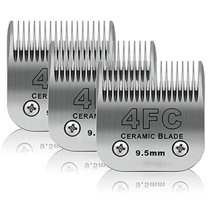 4FC Dog Grooming Ceramic Blades,Compatible with Andis,Oster A5,Wahl KM10 | Size 4FC Detachable Blade 3/8-Inch 9.5MM Cut Length,3 Pack - size: 3pc 4fc:3/8''(9.5mm)