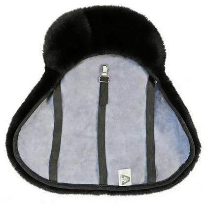 English-Style Sheepskin Saddle seat Cover, Genuine Sheepskin Saddle pad, Merino Sheepskin Saddle pad - color: Black